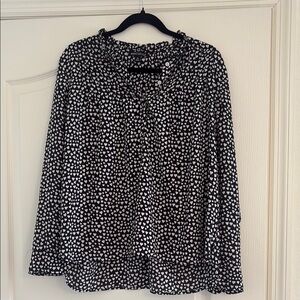 J. Crew Mercantile Black and White Heart Blouse